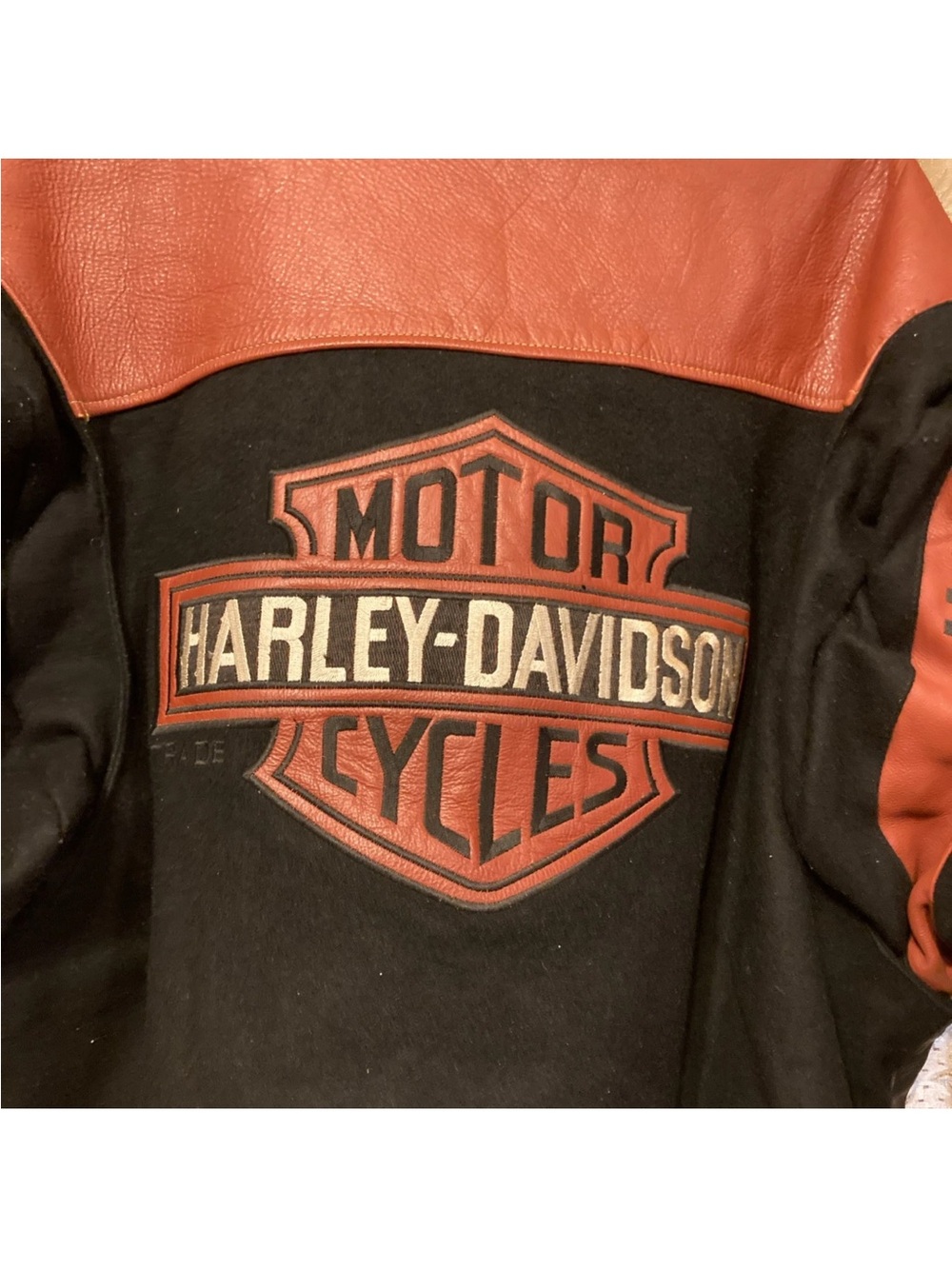 Harley-Davidson Black and Red Bomber Jacket with Shield Emblem